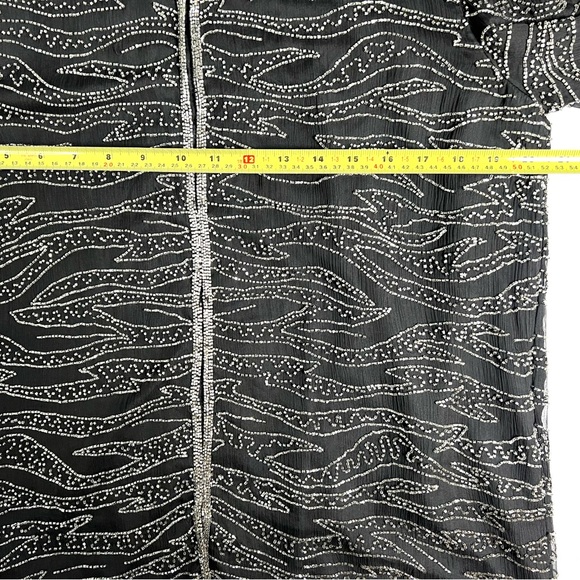 Landmark Vintage Elegant Silk Evening Jacket size L Black Beaded Sequins Regency - Picture 7 of 8